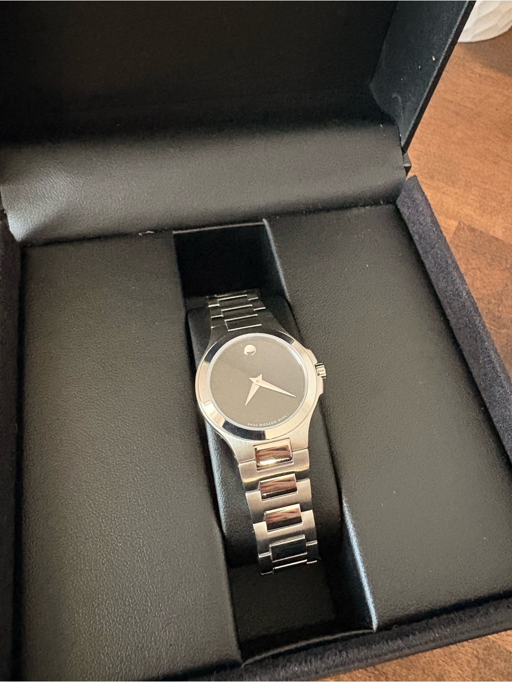 Movado Two-Tone Bracelet Watch with Black Dial - Picture 5 of 5